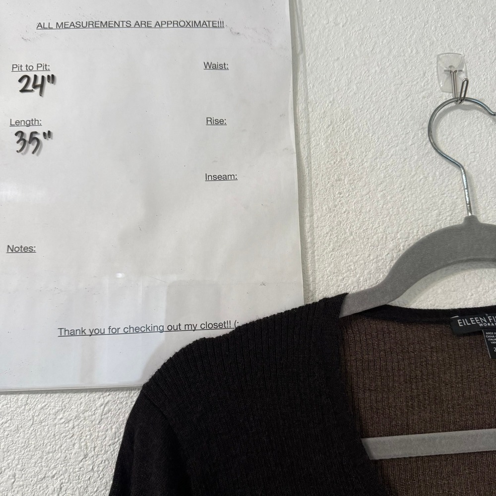 Eileen Fisher Women 2X Tunic Sweater Brown Merino Wool Long Sleeve Minimalist - Picture 6 of 6